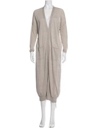 Pre-owned Brunello Cucinelli Linen Striped Jacket In Neutral