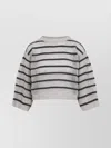Brunello Cucinelli Linen Striped Rhinestone Pullover