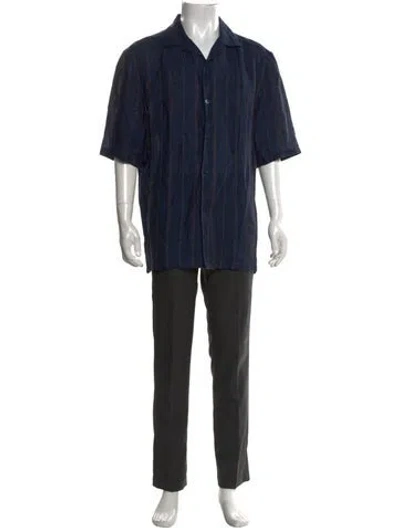 Pre-owned Brunello Cucinelli Linen Striped Shirt In Blue