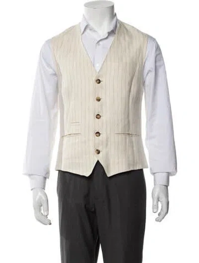 Pre-owned Brunello Cucinelli Linen Striped Suit Vest In Neutral