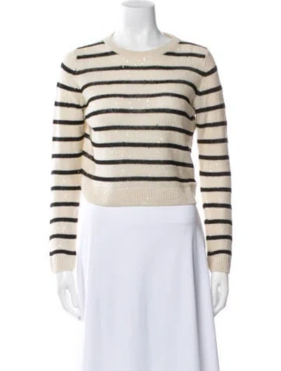 Pre-owned Brunello Cucinelli Linen Striped Sweater In Black