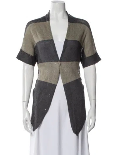 Pre-owned Brunello Cucinelli Linen Striped Sweater In Blue/grey