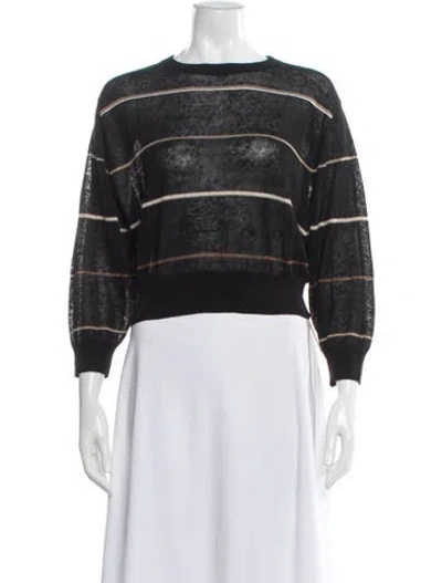 Pre-owned Brunello Cucinelli Linen Striped Sweater In Gray