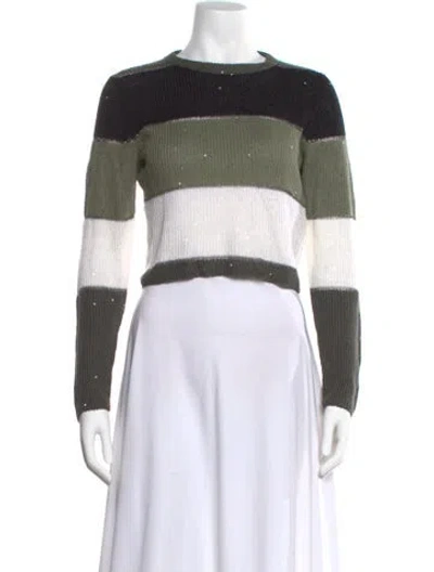 Pre-owned Brunello Cucinelli Linen Striped Sweater In Green