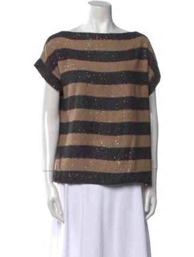 Pre-owned Brunello Cucinelli Linen Striped Sweater In Multi