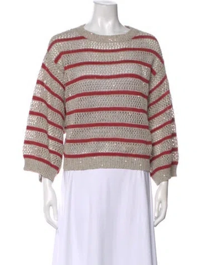 Pre-owned Brunello Cucinelli Linen Striped Sweater In Multi