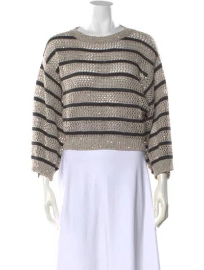 Pre-owned Brunello Cucinelli Linen Striped Sweater In Multi