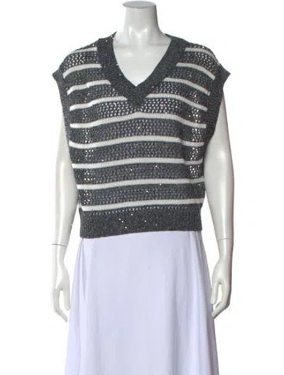 Pre-owned Brunello Cucinelli Linen Striped Sweater In Multicolor