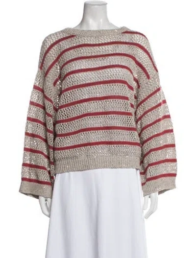Pre-owned Brunello Cucinelli Linen Striped Sweater In Multicolor