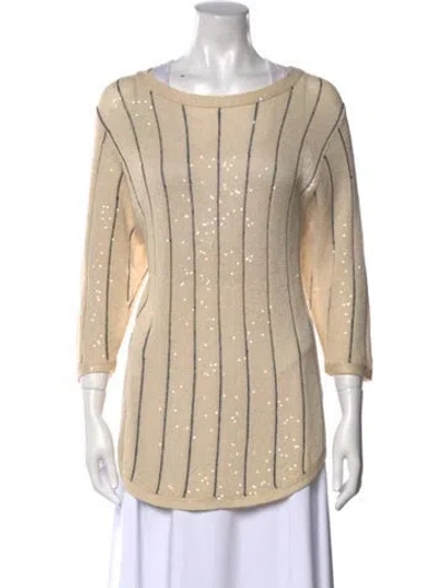 Pre-owned Brunello Cucinelli Linen Striped Sweater In Neutral