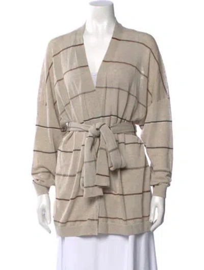 Pre-owned Brunello Cucinelli Linen Striped Sweater In Neutral