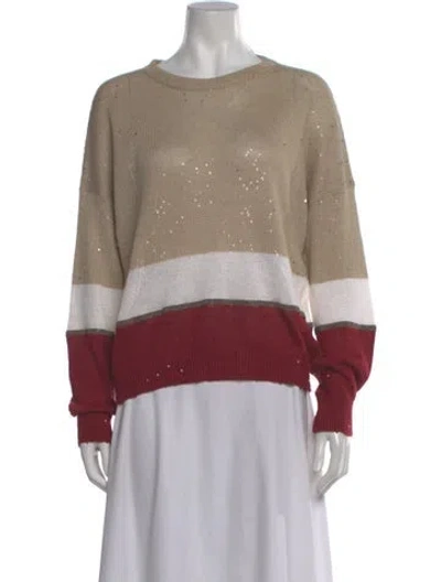 Pre-owned Brunello Cucinelli Linen Striped Sweater In Neutral