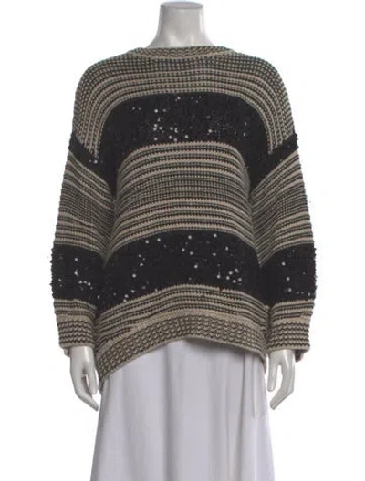 Pre-owned Brunello Cucinelli Linen Striped Sweater In Neutral