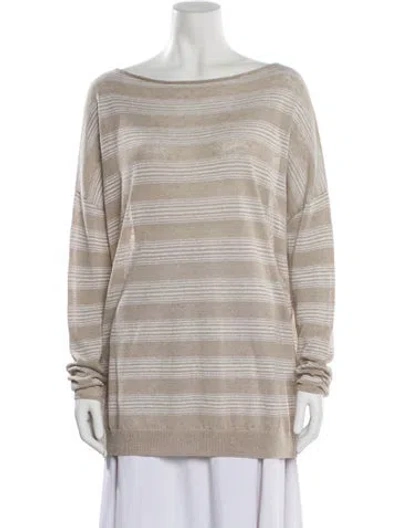 Pre-owned Brunello Cucinelli Linen Striped Sweater In Neutral