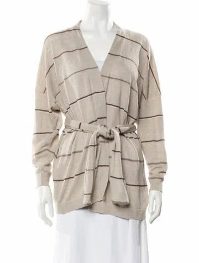 Pre-owned Brunello Cucinelli Linen Striped Sweater In Neutral