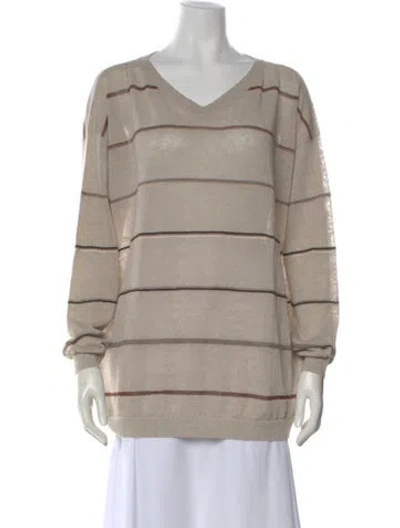 Pre-owned Brunello Cucinelli Linen Striped Sweater In Neutral