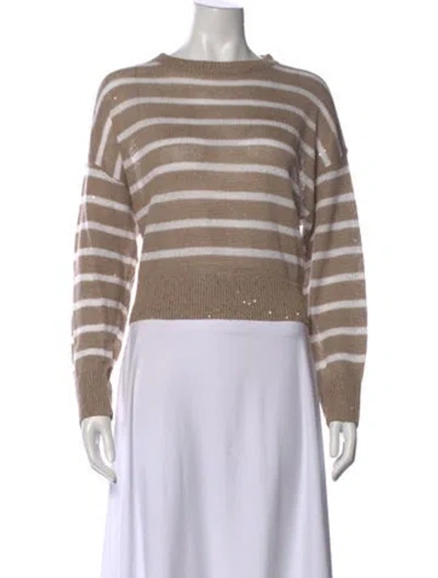Pre-owned Brunello Cucinelli Linen Striped Sweater In Neutral