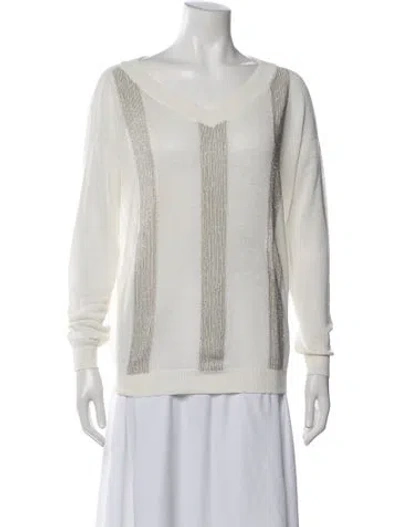 Pre-owned Brunello Cucinelli Linen Striped Sweater In Neutrals