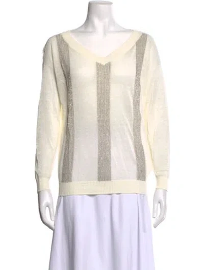 Pre-owned Brunello Cucinelli Linen Striped Sweater In Neutrals