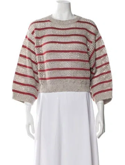 Pre-owned Brunello Cucinelli Linen Striped Sweater W/ Tags