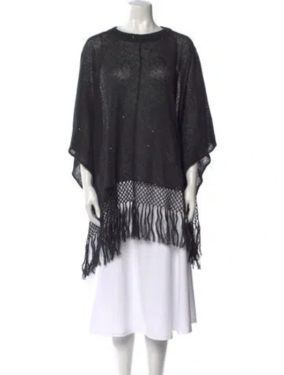 Pre-owned Brunello Cucinelli Linen Striped Sweater W/ Tags In Black