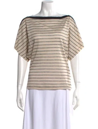 Pre-owned Brunello Cucinelli Linen Striped Sweater W/ Tags In Neutral