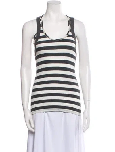 Pre-owned Brunello Cucinelli Linen Striped Top In Gray