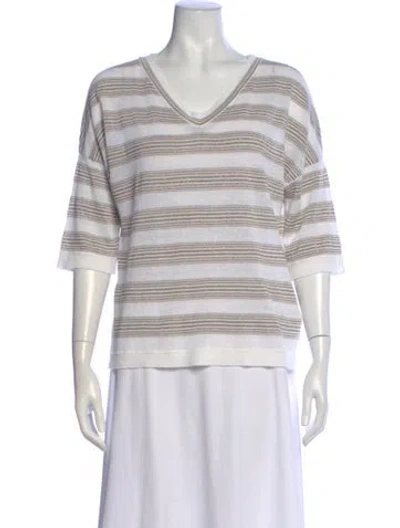 Pre-owned Brunello Cucinelli Linen Striped Top In Neutral