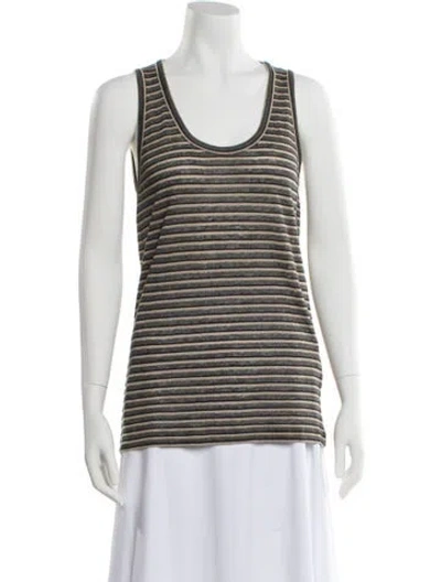 Pre-owned Brunello Cucinelli Linen Striped Top In Silver
