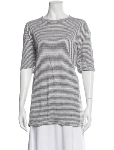 Pre-owned Brunello Cucinelli Linen Striped T-shirt In Blue