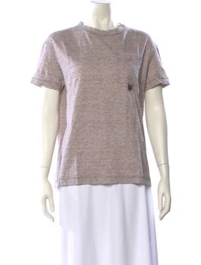 Pre-owned Brunello Cucinelli Linen Striped T-shirt In Neutral