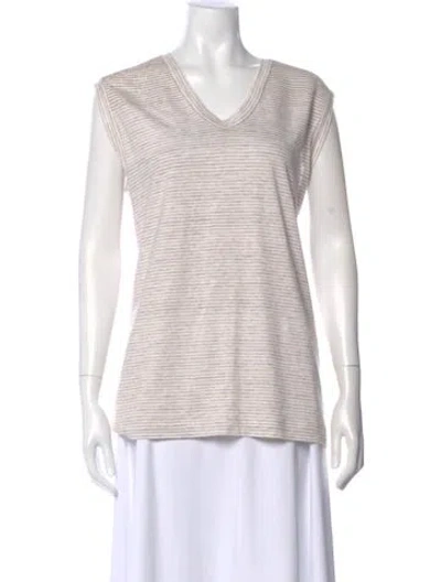 Pre-owned Brunello Cucinelli Linen Striped T-shirt In Neutral