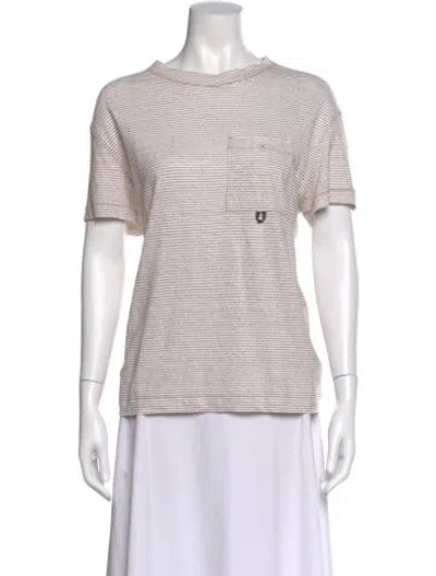 Pre-owned Brunello Cucinelli Linen Striped T-shirt In Neutral
