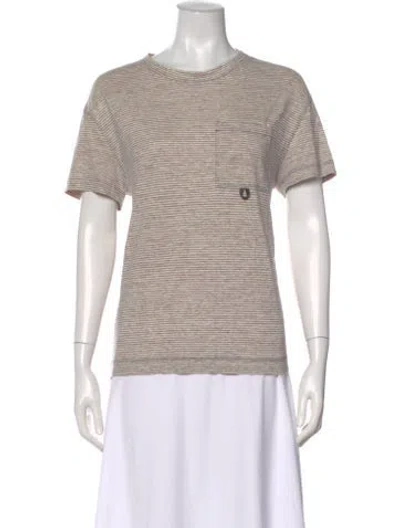 Pre-owned Brunello Cucinelli Linen Striped T-shirt In Neutral