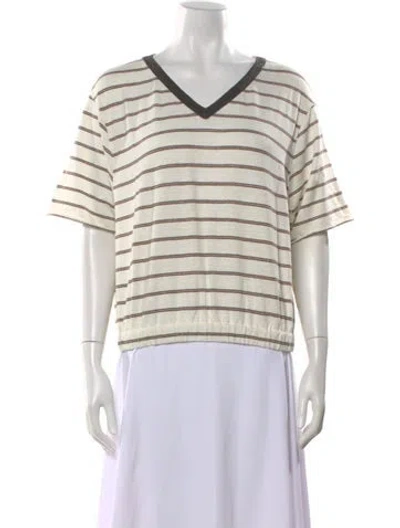 Pre-owned Brunello Cucinelli Linen Striped T-shirt In Neutral