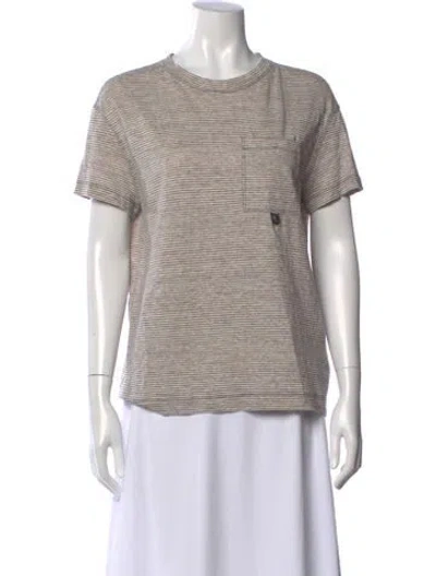 Pre-owned Brunello Cucinelli Linen Striped T-shirt In Neutral