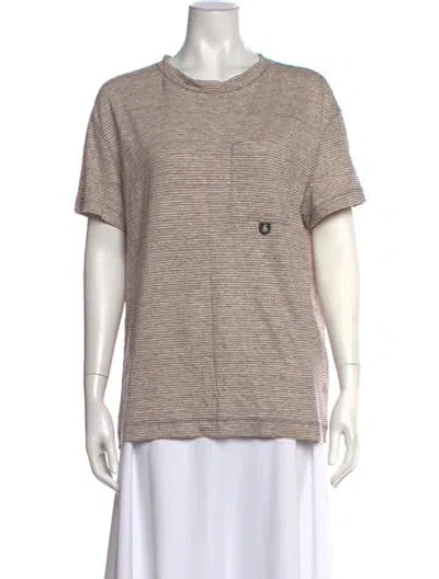 Pre-owned Brunello Cucinelli Linen Striped T-shirt In Neutral