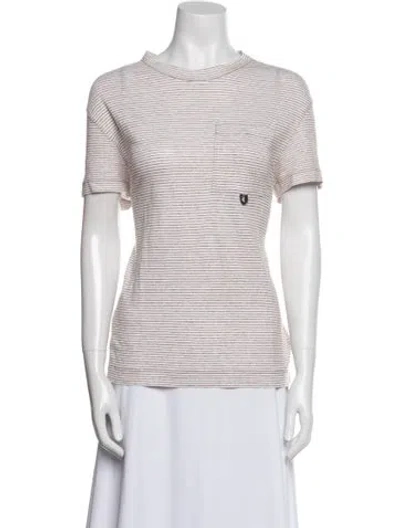 Pre-owned Brunello Cucinelli Linen Striped T-shirt In White