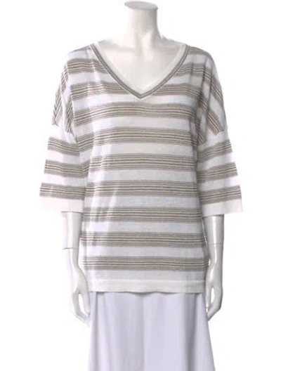 Pre-owned Brunello Cucinelli Linen Striped Tunic In Neutral
