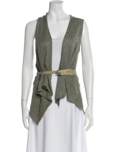 Pre-owned Brunello Cucinelli Linen Striped Vest In Green