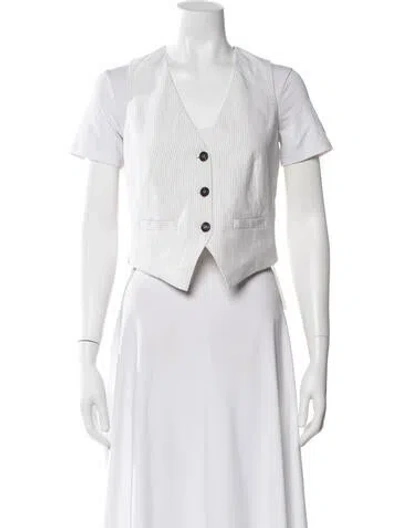 Pre-owned Brunello Cucinelli Linen Striped Vest W/ Tags In White