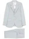 Brunello Cucinelli Light Grey Linen Single-breasted Suit In Grey