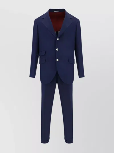 Brunello Cucinelli Linen Suit Set Belt Loops Waistband In Blue