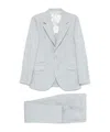 Brunello Cucinelli Light Grey Linen Single-breasted Suit In White