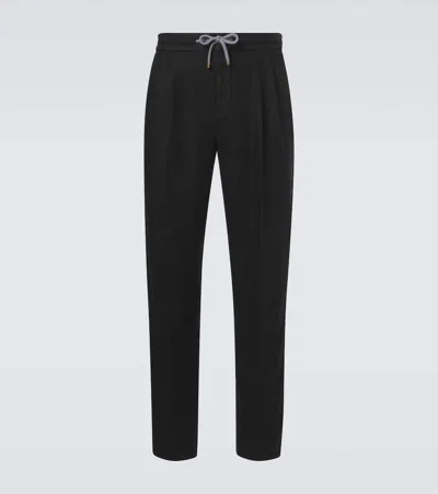 Brunello Cucinelli Linen Sweatpants In Black