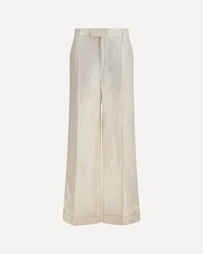 Brunello Cucinelli Linen Tailored Pants In White