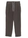 Brunello Cucinelli Linen Tapered-leg Trousers In Brown