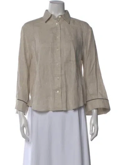Pre-owned Brunello Cucinelli Linen Three-quarter Sleeve Button-up Top