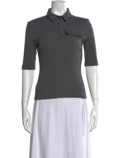 Pre-owned Brunello Cucinelli Linen Three-quarter Sleeve Polo In Gray