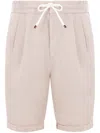 Brunello Cucinelli Drawstring-waistband Knee-length Bermuda Shorts In Neutrals